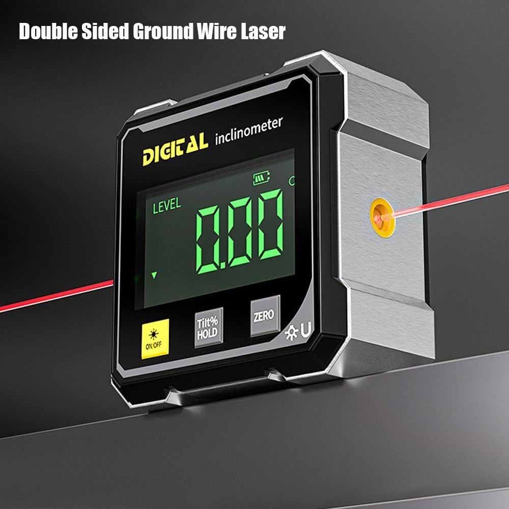 เลเซอร์สองด้าน Inclinometer Digital Angle Finder ระดับมุมดูดซับแม่เหล็กสี่ด้าน