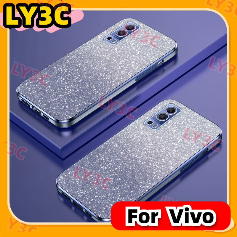 COD ปลอกหรูหราชุบเคสโทรศัพท์สําหรับ ViVO Y72 5G กรณี ViVO Y52 5G Glitter Clear Soft Cover พร้อม Glit