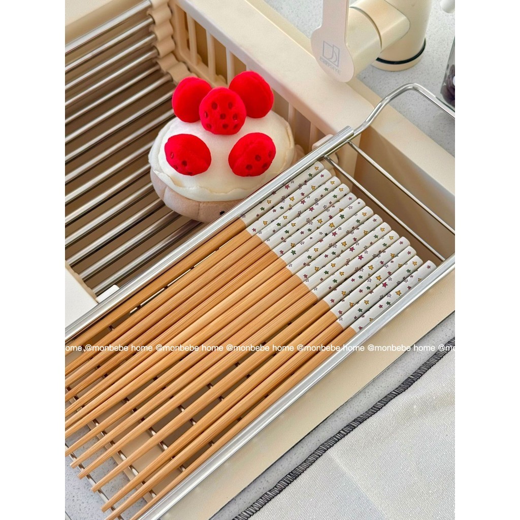 ตะเกียบไม้  ตะเกียบ ตะเกียบญี่ปุ่น ลายดาว✨ พร้อมส่ง ！！ - รูปที่ 4