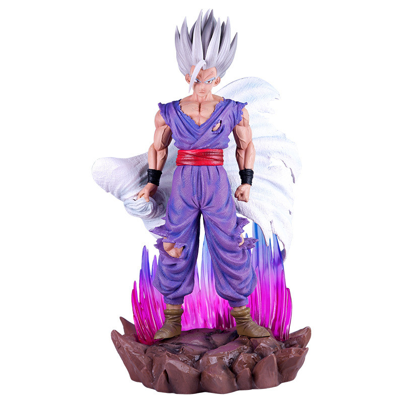 [ในสต็อก] 37 ซม.Dragon Ball White God Gohan Figure Cloak Style Luminous Dragon Ball Gohan GK Doll De