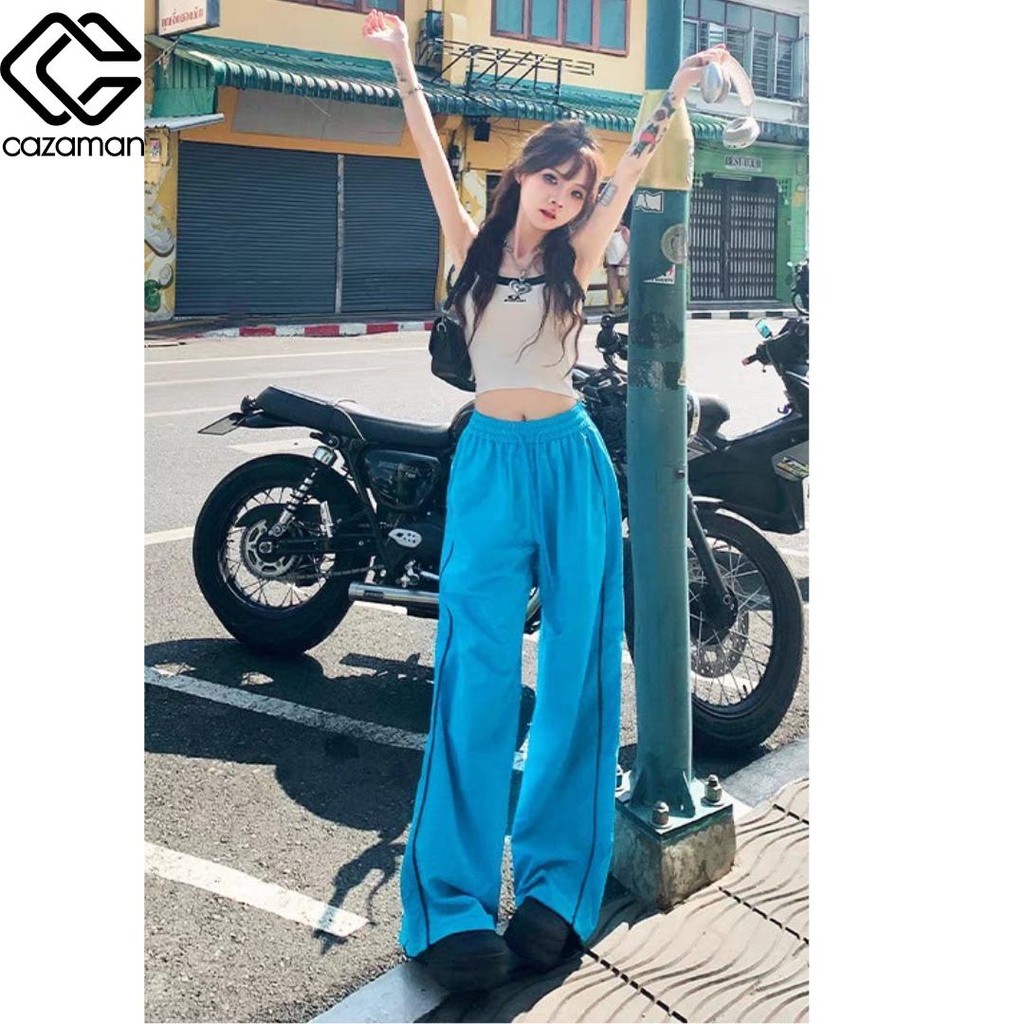 CAZAMAN OVERSIZED กางเกงคาโก้ ทรงกระบอก เนื้อผ้าวอม มีเชือกผูกเอว ผ้าใส่สบาย ทรงหลวม X30 ราคา ถูกที่สุด ดีลบีเคเค แกลเลอรีภาพที่ 2