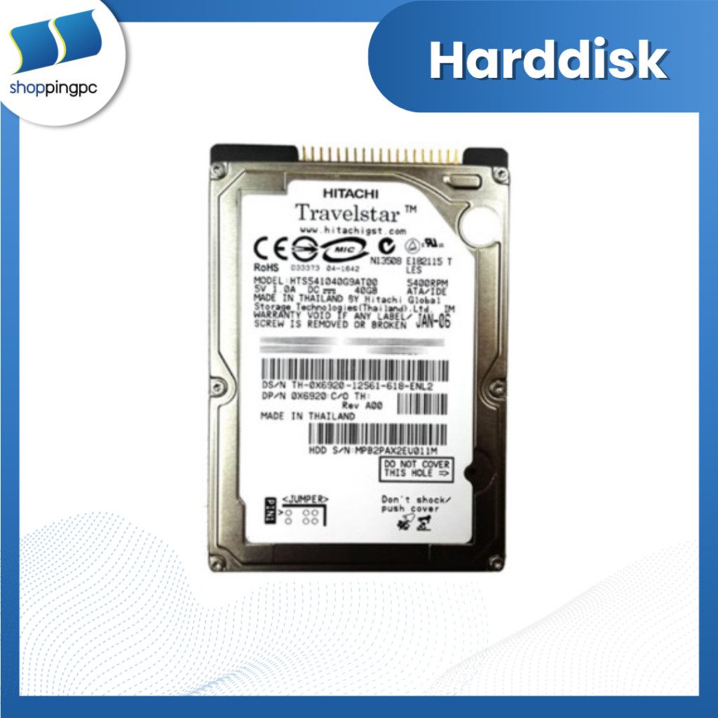 HITACHI 40GB 7200 RPM IDE 2.5″ HDD
