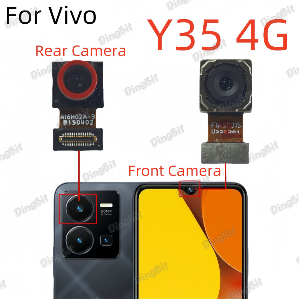 สําหรับ Vivo Y35 4G ด้านหน้าด้านหลังกล้อง Facing กล้องโมดูล Flex Cable เปลี่ยนอะไหล่