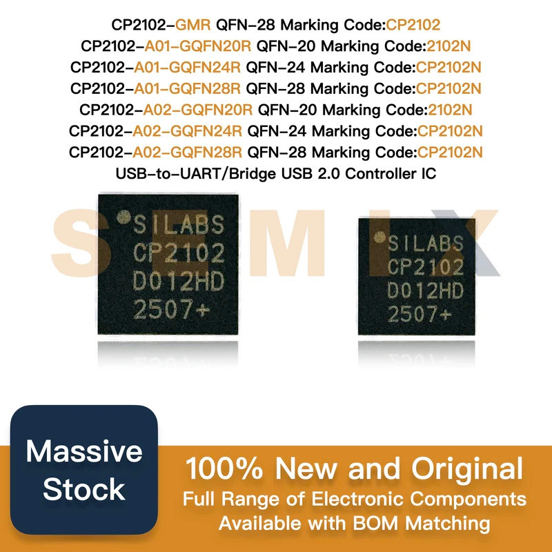 CP2102-GMR CP2102N-A01-GQFN20R CP2102N-A01-GQFN24R CP2102N-A01-A01-2102FN28R QFN20 QFN24 QFN28 QFN24
