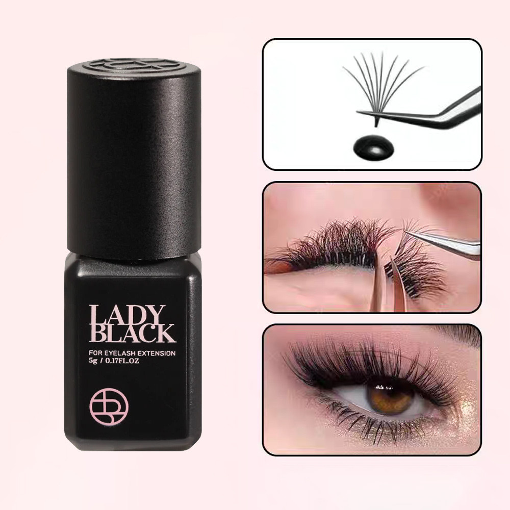Lady Black 5ml | Eyelash Extensions Glue | Super Fast Drying In 2sec | Long Lasting 3weeks