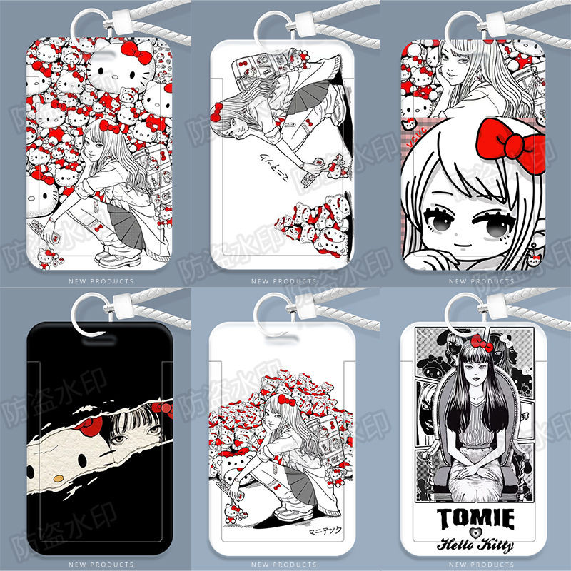 [ข้อเสนอพิเศษ] Sanrio Co-Branded Junji Ito Hello Kitty Student Slide Card Holder Food Card Bus Card 