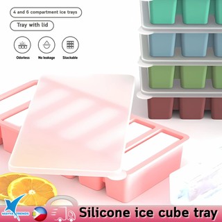 Silicone Ice Cube Tray Bpa-Free Easy Demoulding Lid Long Square Mold Chilled Drink Whiskey Household
