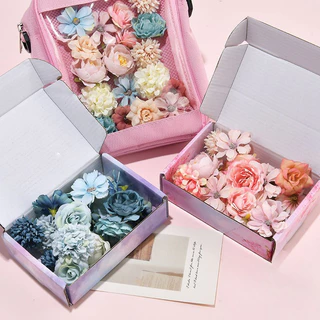 20pcs ดอกไม้ผ้าไหมประดิษฐ์ตกแต่งผม ดอกกล้วยไม้ ดอกกุหลาบสไตล์ไทย สงกรานต์ งานแต่ง DIY ติดง่าย