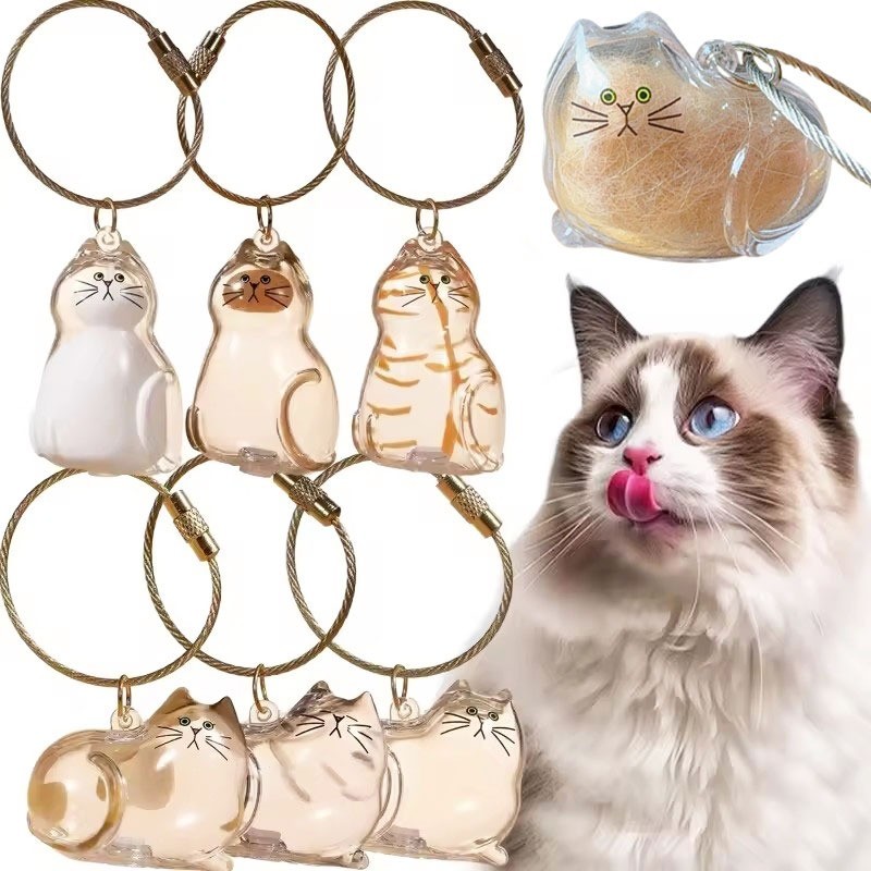 พวงกุญแจเก็บขนแมวสุนัข / พวงกุญแจขนสัตว์เลี้ยงโปร่งใสพร้อมห่วงแขวน / ทําเอง กระเป๋าคู่พวงกุญแจรถจี้