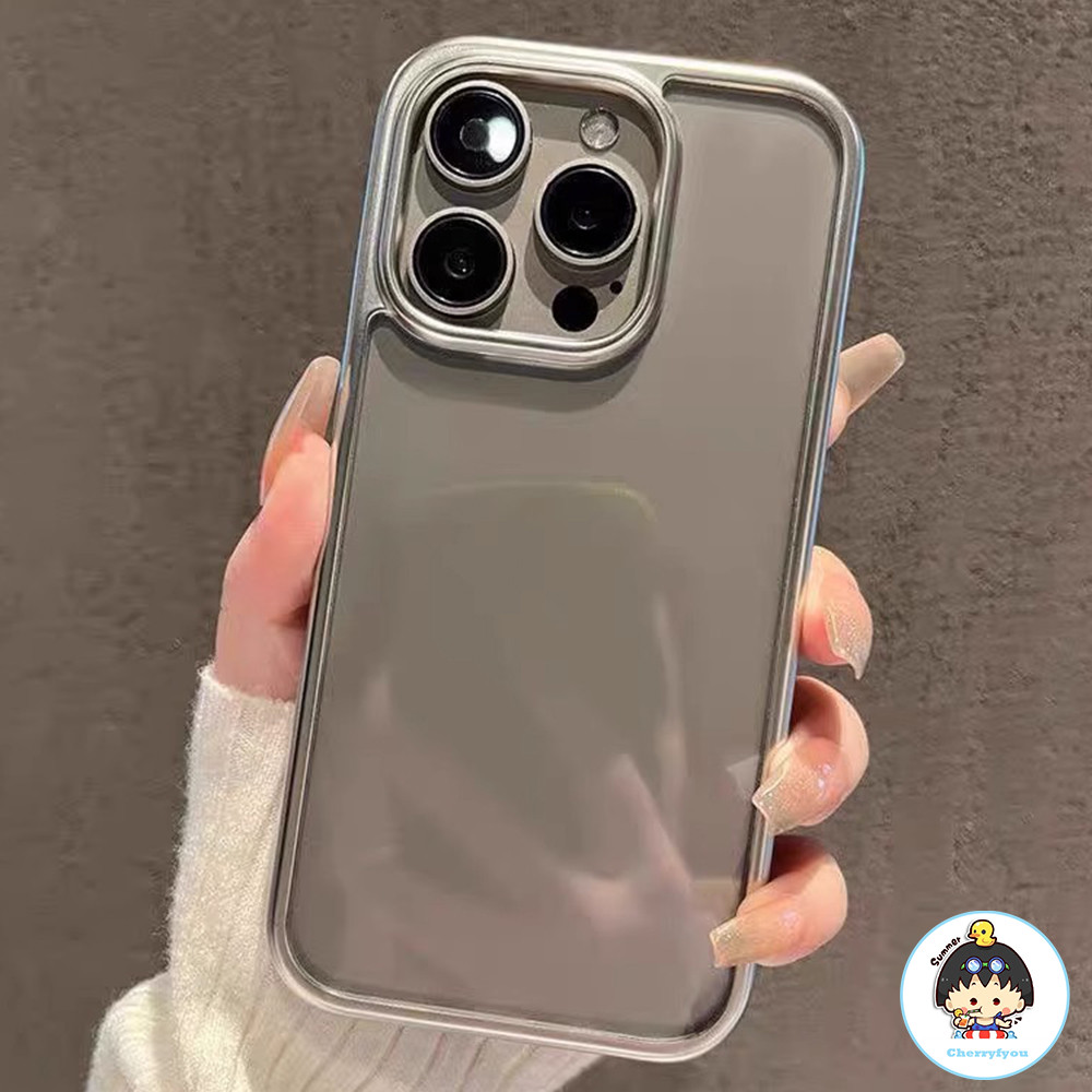 หรูหรากรอบชุบเงินโปร่งใสเคสโทรศัพท์สําหรับIPhone 16 15 14 Plus 13 12 11 Pro Max X XR XS Max Anti-FingerprintกันกระแทกHybrid Hardปกหลัง
