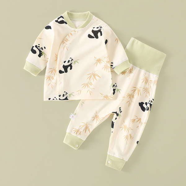 ชุดนอนแขนสั้น ชุดนอนเด็ก kiki baby shop ชุดเอวสูงสำหรับเด็กชุดนอนผู้ชายผ้าฝ้ายแท้สำหรับฤดูใบไม้ผลิแล