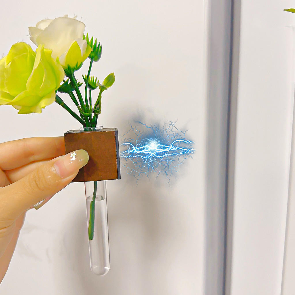 [จัดส่ง 3-5 วัน] แม่เหล็กติดตู้เย็นไม้พร้อมหลอดทดลองตกแต่งแจกันดอกไม้ชนบทสําหรับตู้เย็น, อุปกรณ์บ้านครัวที่ทันสมัยเรียบง่าย (2/3/5 ชุด) - รูปที่ 5