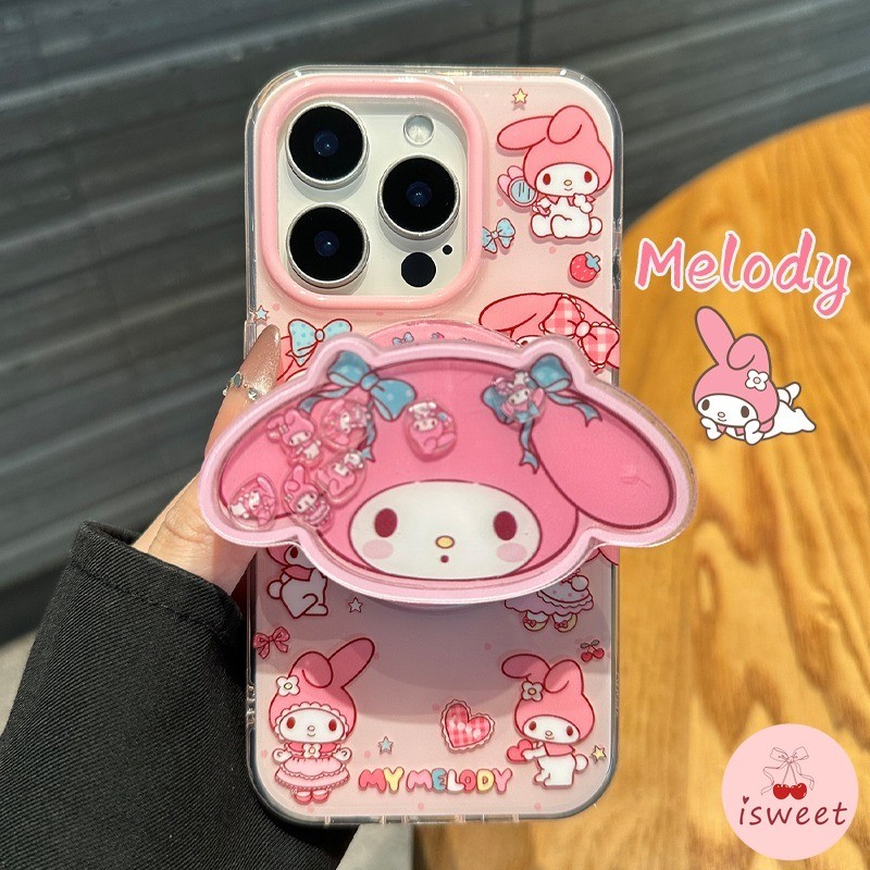 Kawaii Melody Hard IMD โทรศัพท์มือถือสําหรับ iPhone 17 Air 16 15 14 13 Pro Max กันกระแทกวงเล็บฝาครอบปลอก