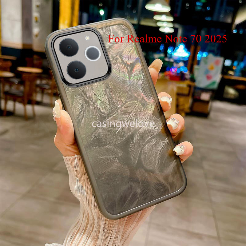 เคสโทรศัพท์สําหรับRealme Note 70 70X Note70 Note70X 70T 4G 5G 2025 Glitter Featherซิลิโคนกันกระแทกปลอกเลนส์กล้องป้องกันปกหลัง