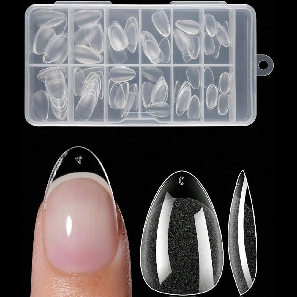Hot Sale#Nail tips120Short Almond Water Drop Nail Tips Full Cover Fake Nails Natural Color Transpare