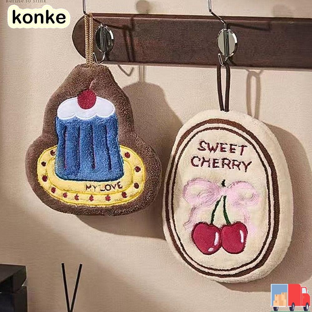 KONKE ผ้าเช็ดมือ 1 ชิ้น, ผ้าเช็ดหน้าแบบหนาดูดซับ, ทนทานน่ารักป้องกันกลิ่นแขวนห้องน้ําห้องครัว Rag