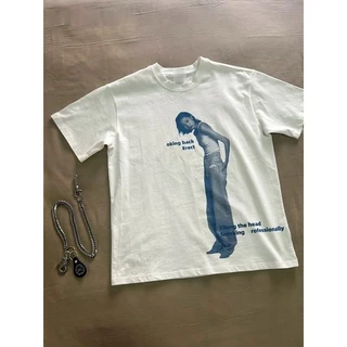 (COD+จัดส่ง 12 ชั่วโมง)BOOM เสื้อยืด Unisex, แมวเก้าที่เรียบง่ายน่ารักพิมพ์เสื้อยืดแขนสั้นหลวม