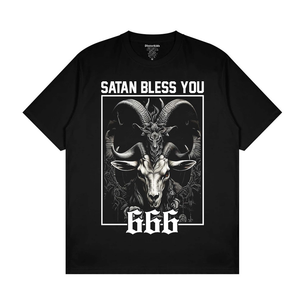 เสื้อยืดโลหะเสื้อยืดซาตานผู้ชายผู้หญิงสีดํา666 LUCYGAR
