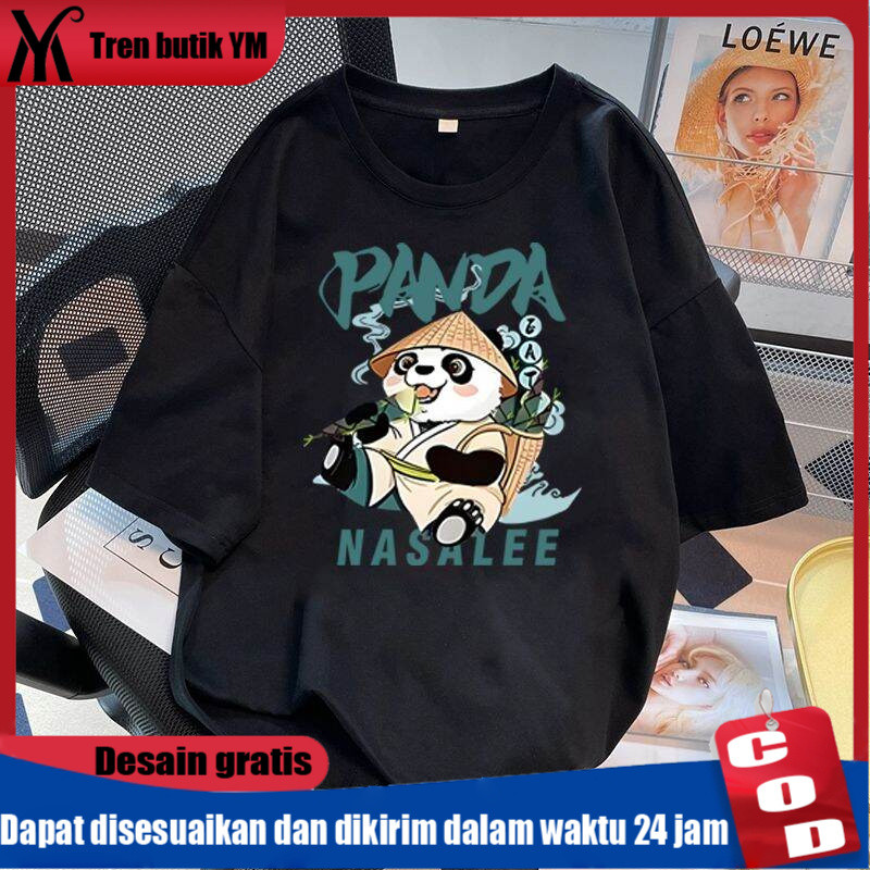 เสื้อยืด YM Oversize Nasalee Panda | เสื้อยืดสีดํา