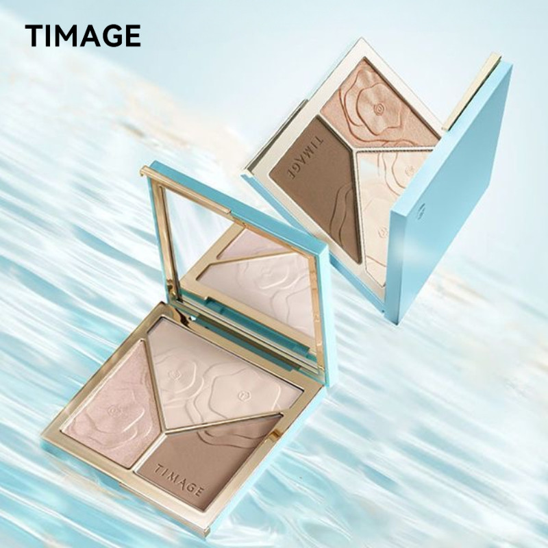 TIMAGE คอนทัวร์ คอนทัวร์ ไฮไลท์ สามสี คอนทัวร์ แมตต์ มุก แป้งเงาจมูก