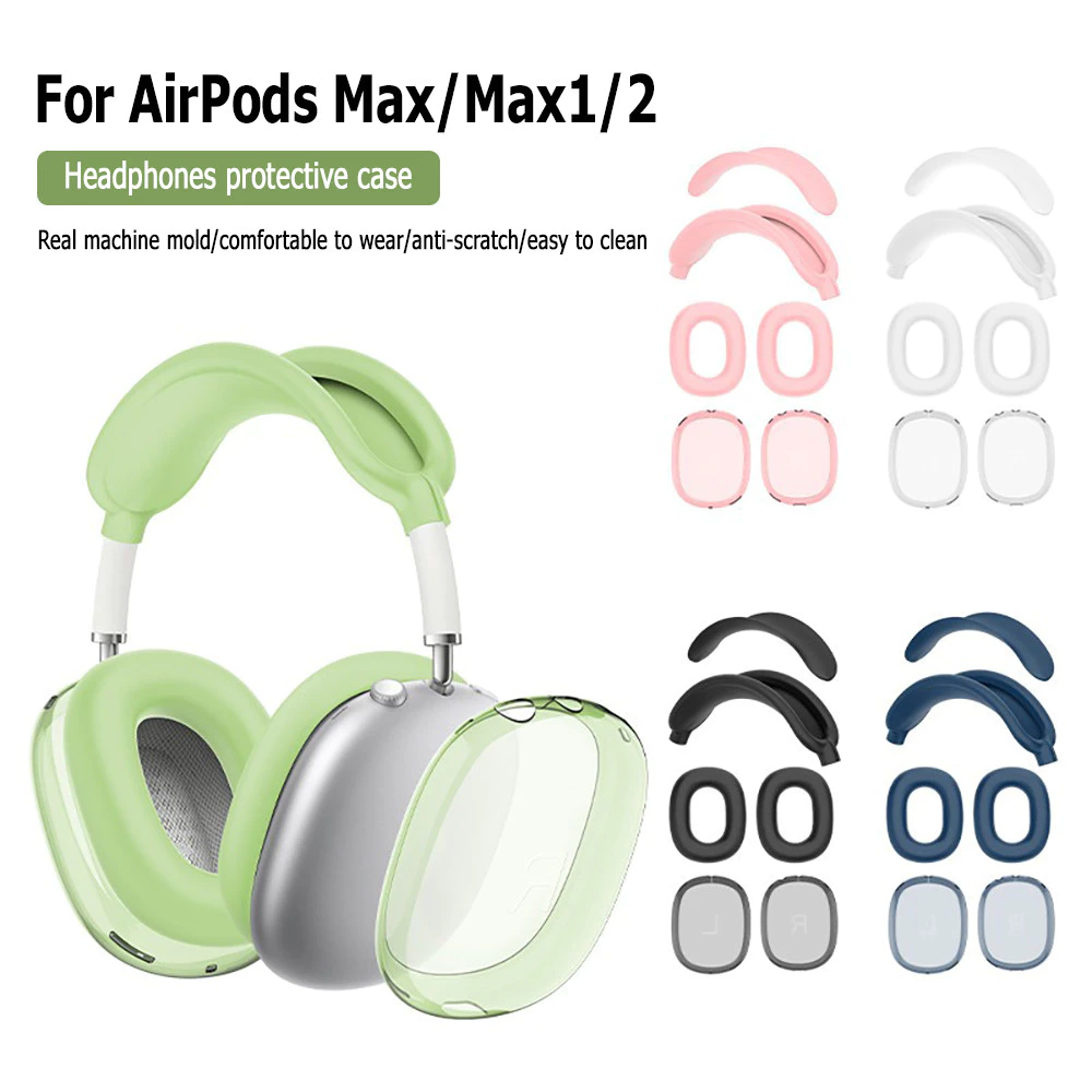 เคส 3 in 1 TPU+ซิลิโคน สำหรับ AirPods Max, เคสหูฟังแบบนิ่ม/เคสแผ่นรองหูฟัง/เคสที่คาดผม สำหรับ AirPods Max