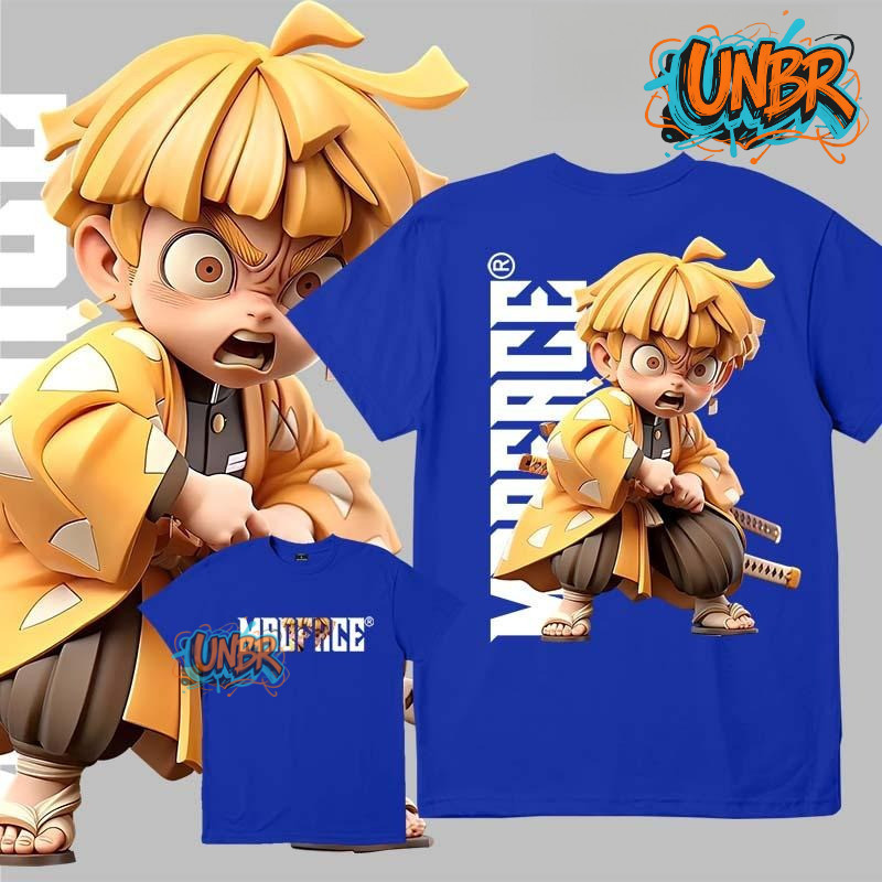 T-shirt READY STOCK )UNBR Anime Zenitsu Shirt Demon Slayer Summer Street Fashion Cotton Unisex T-shi