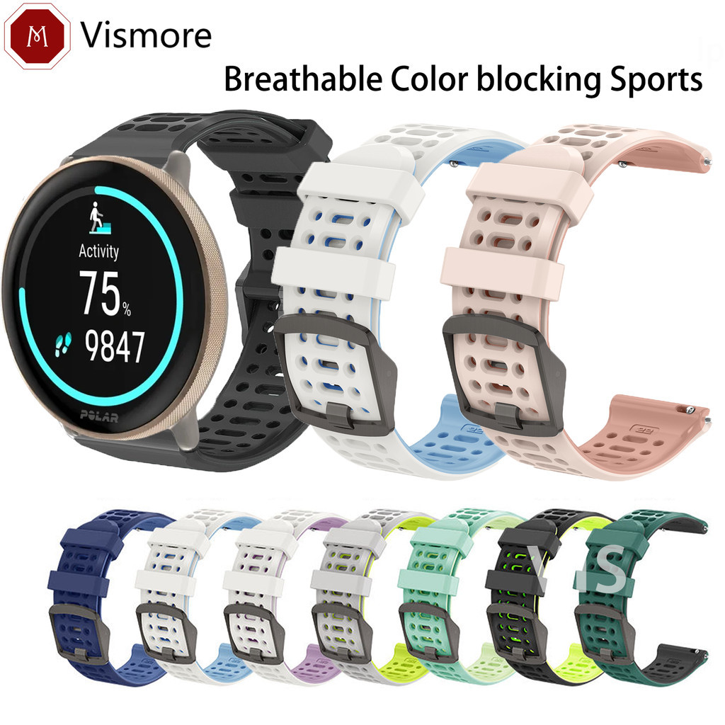 สายซิลิโคนทูโทนสําหรับ POLAR Vantage M M2/V2/V3 SHIFT Polar Grit X Pro Titan พร้อมรูระบายอากาศอุปกรณ์เสริมกีฬาสากล