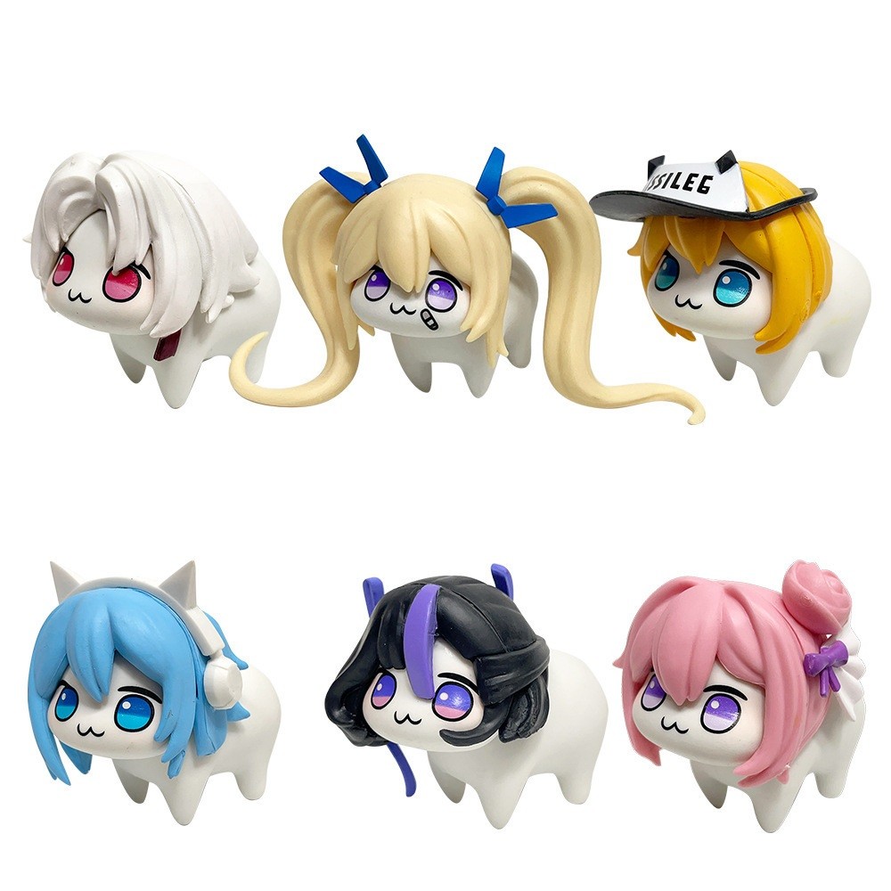 NIKKE GODDESS OF VICTORY Q-Version 6 ชิ้นชุด - น่ารัก DORO & NIKKE ตัวเลขสะสมพร้อมกระเป๋า, อะนิเมะของขวัญ 6596