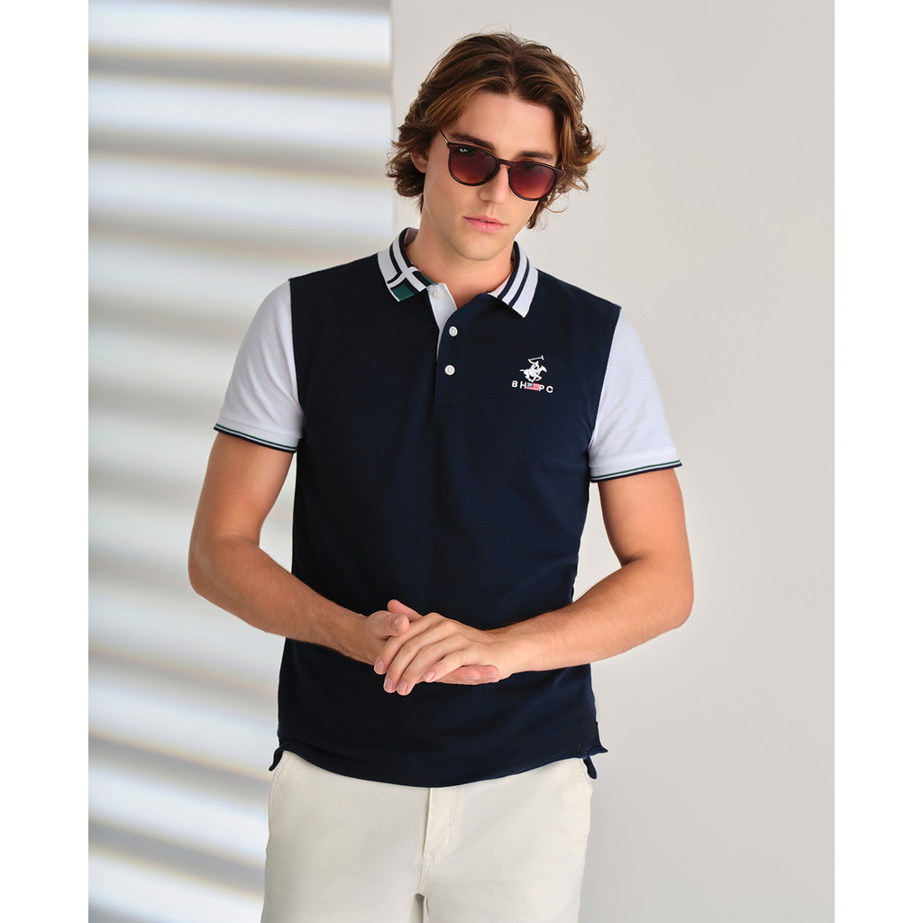BEVERLY HILLS POLO CLUB - เสื้อโปโลผู้ชายคอปกแขนสั้นแฟชั่น PMSSS23TL054-NVM