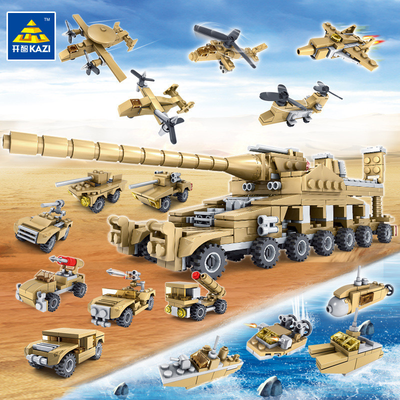 Kaizhi 16 in 1 Thunder Wars ถังประกอบของเล่น Building Block Fighter Warship ใช้งานร่วมกับ Lego 84031