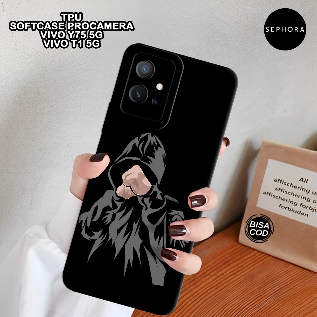 เคส VIVO Y75 / T1 5G ล่าสุด - เคสแฟชั่นสีดํา - เคส VIVO Y75 / T1 5G Softcase - เคสกล้อง Pro - เคส VI