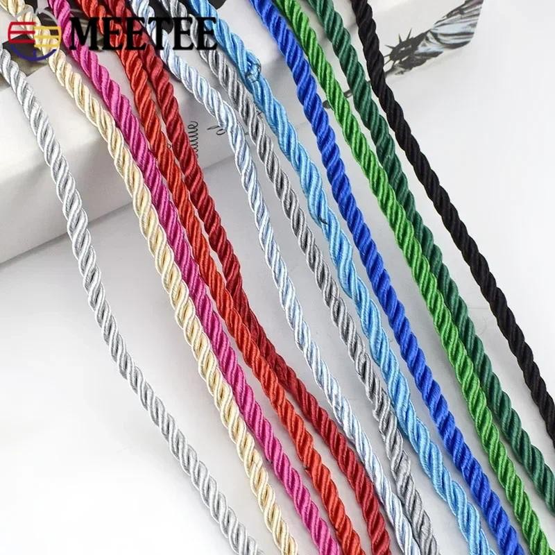 10M 5 มม.3 หุ้น Twisted Cotton สายไนลอน DIY Craft Braided ตกแต่งเชือก Drawstring เข็มขัดอุปกรณ์เสริม