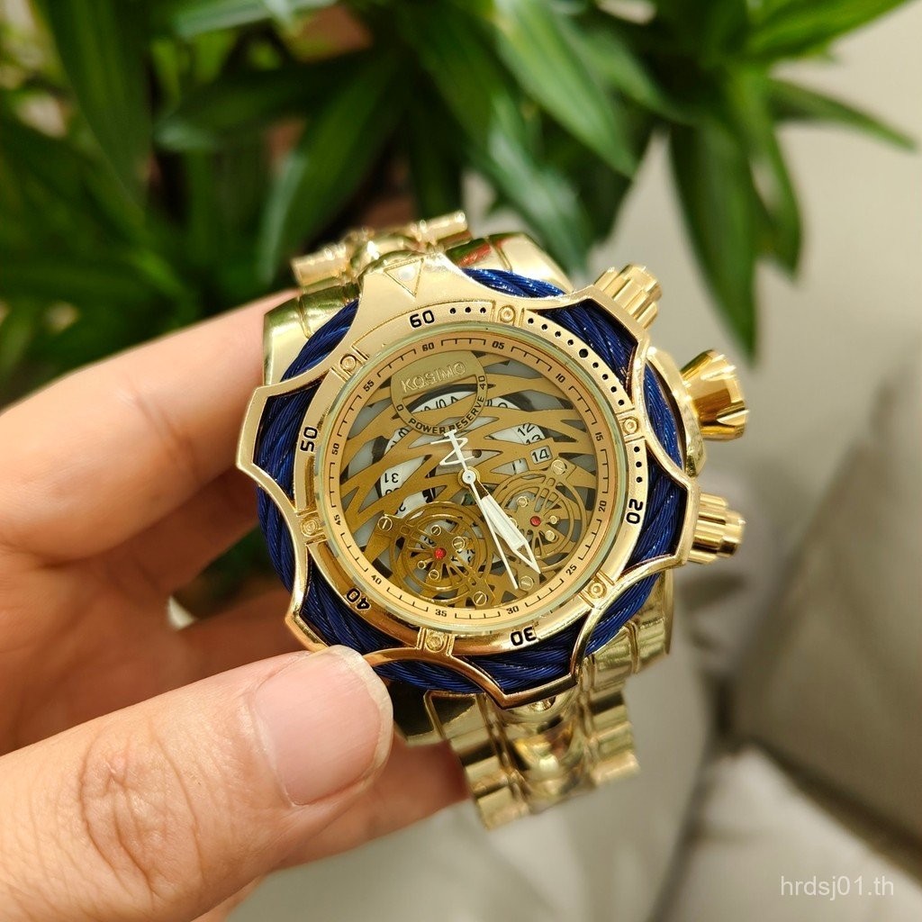 Domineering Big Dial ยุโรปอเมริกันยอดนิยม Hip-Hop Golden Rap นาฬิกาผู้ชายหนา Domineering ที่ไม่ซ้ําก