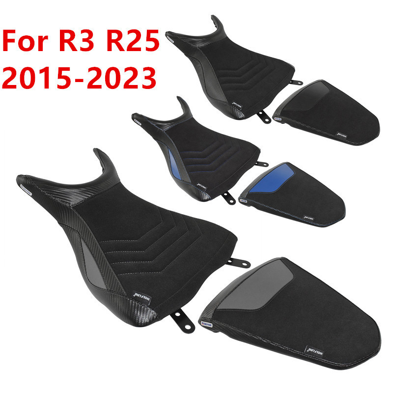 รถจักรยานยนต์สําหรับ Yamaha YZF R3 R25 2015-2023 สมบูรณ์ที่นั่งด้านหน้า Rider ด้านหลังผู้โดยสาร Solo ที่นั่ง Cowl เบาะหนังสังเคราะห์