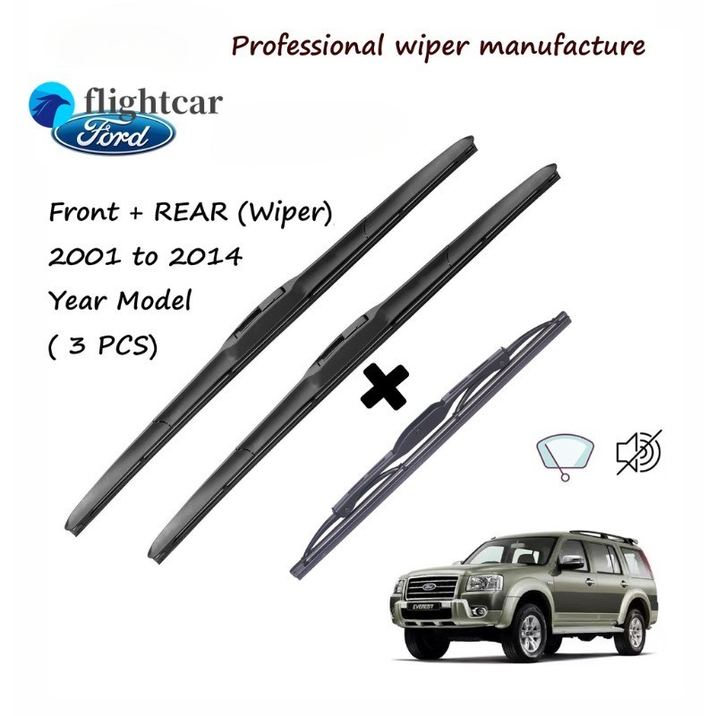 Flightcar Wipex คุณภาพ Ford EVEREST ใบปัดน้ําฝน 18 18 14G ชุดด้านหน้า/ด้านหลังสําหรับ 2001 ถึง 2014 ปี EVEREST รถหน้าต่าง Wiper ซิลิโคน hybrid ด้านหน้าด้านหลังเดิม