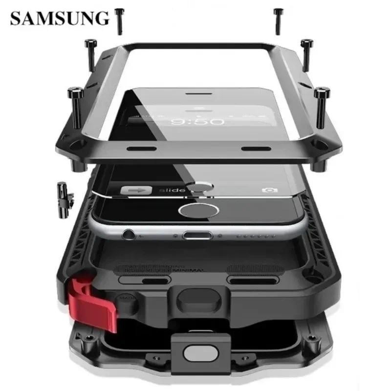 สําหรับ Samsung S26 S25 S24 Ultra S23 Ultra S22 Plus หมายเหตุ 20 Ultra กรณี Heavy Duty ป้องกัน Doom เกราะโลหะอลูมิเนียมโทรศัพท์หรูหรา