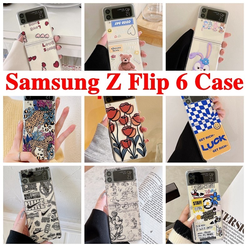 สําหรับ Samsung Galaxy Z Flip 6 Z Flip 5 Z Flip 4 Z Flip 3 เคสโทรศัพท์ Simple ทาสีดอกทิวลิปดอกไม้ PC เปลือกแข็ง