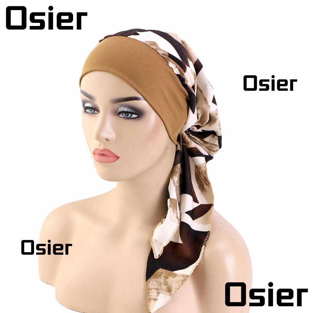 Osier1 ฮิญาบมุสลิม, ดอกไม้พิมพ์หมวกผ้าโพกหัวแบบปรับได้, หมวก Pre-Tied Sleep Chemo Cap ผู้หญิง