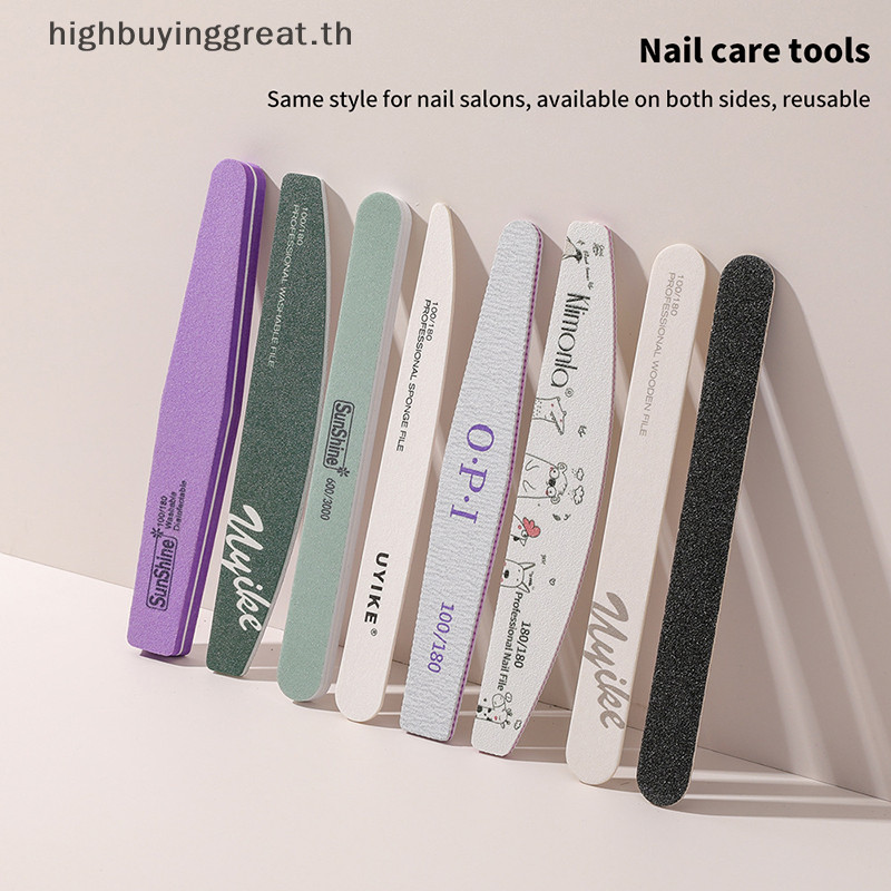 Hgth 1 ชิ้นผสมเล็บ Care ฟองน้ําขัดกระดาษทรายเล็บแฟ้มบัฟเฟอร์แถบสองด้านแต่งเล็บเล็บไฟล์ซักผ้าทนทานร้อน