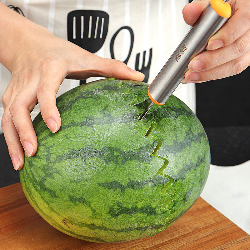 2 In 1 Fruit Ball Digger Double Head สแตนเลสช้อนแตงโมแบบใช้ซ้ําได้