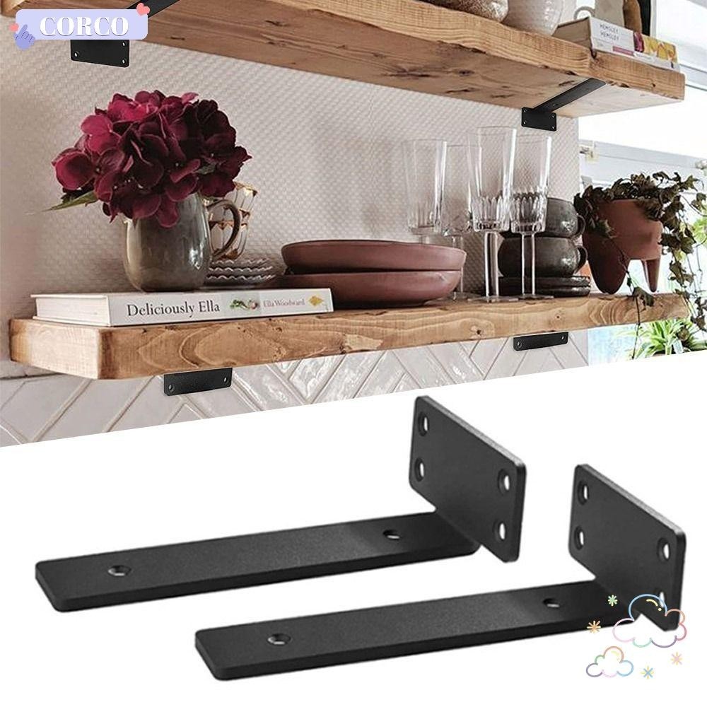 ขายึดชั้นวางเหล็กหล่อ โครโก, ขายึดชั้นวางลอยสําหรับงานหนักโลหะ, รองรับชั้นวางของติดผนังเคลือบสีดําทดแทน