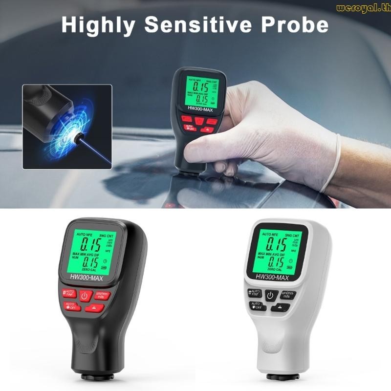 Weroyal HW300MAX รถฟิล์มสีคู่มือเครื่องวัดความหนาอัตโนมัติ 0-2000UM การวัดสี SurfaceDetector Digital