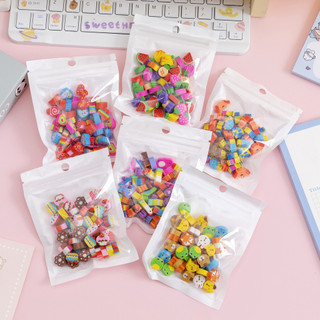50ชิ้น ยางลบถุงแกรนูล, ยางลบผลไม้และสัตว์, ยางลบขนาดเล็กหัวใจ, เครื่องเขียน, อุปกรณ์การเรียน