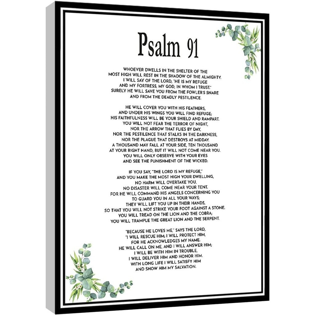 1 Piece Poster Psalm 91 Bible Verse Wall Artchristian Giftgreenery Print Canvas Wall Art For Home Of