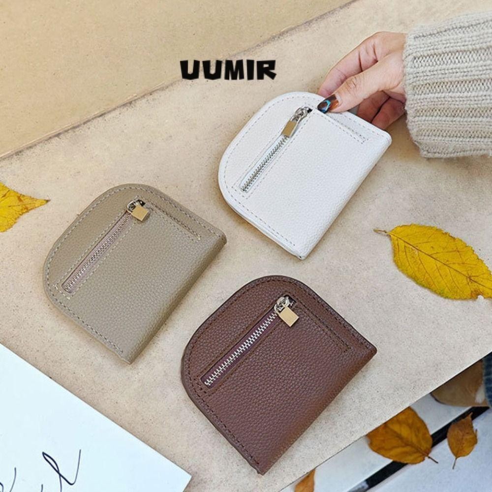UUMIR กระเป๋าสตางค์ใบสั้นกระเป๋าใส่เหรียญหนัง ปู่ ขนาดเล็ก อิน สีทึบแบบพกพาพร้อมซิปกระเป๋าเงินผู้หญิง