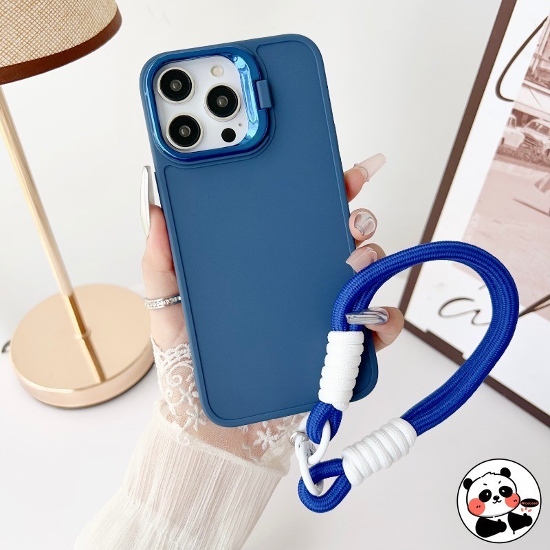SAMSUNG เคสโทรศัพท์หรูหราสําหรับsamsung Galaxy S24 S23 Plus Ultra S23 FE A23 M23 M15 F23 F15 5G 4G J7 J2 Grand Primeวงเล็บเลนส์ปลอกสีทึบพร้อมเชือกเส้นเล็กสายคล้อง