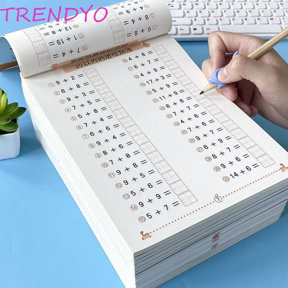 Trendyo หนังสือออกกําลังกายเลขคณิต 64 หน้า การบวกและลบหนังสือเลขคณิตคณิตศาสตร์คํานวณอย่างรวดเร็วเรียนการฝึกอบรมคณิตศาสตร์ 10-100 หนังสือแบบฝึกหัดคณิตศาสตร์นัก