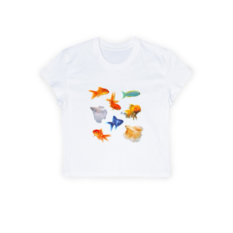 COD (จัดส่งในกรุงเทพฯ) MAO Shop เสื้อ baby tee ลาย fish fish #1912
