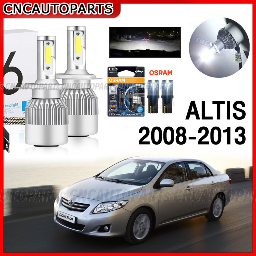 หลอดไฟ TOYOTA ALTIS ปี 2008 2009 2010 2011 2012 2013 C6 / OSRAM LED 6000K (2หลอด) ไฟหรี่ ไฟหน้าต่ำ ไ