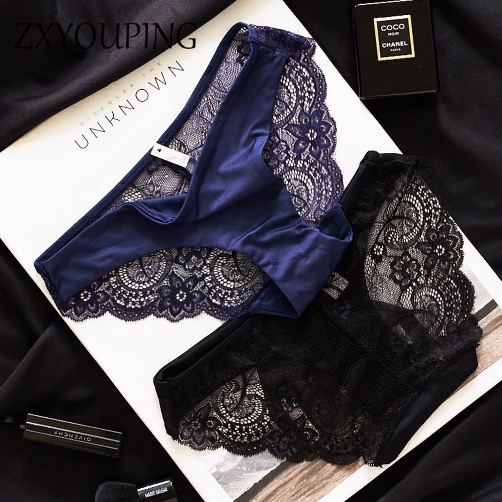 Zxyouping ผู้หญิงกางเกงชั้นในลูกไม้เซ็กซี่ Soft Comfy โปร่งใส Breathable ชุดชั้นในผ้าไหมน้ําแข็งชุดชั้นในไม่มีรอยต่อ Plus ขนาด S-XXL ต่ําเอวกางเกง